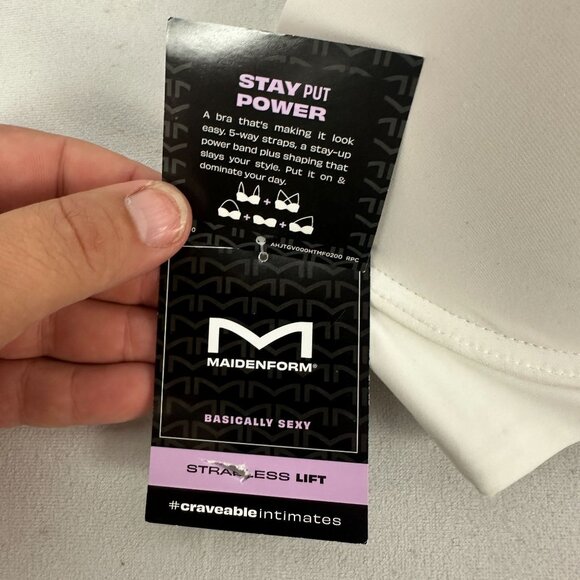 Maidenform Stay Put Power Strapless Lift Bra Size 38D White Smartzone Adjustable - Picture 4 of 8